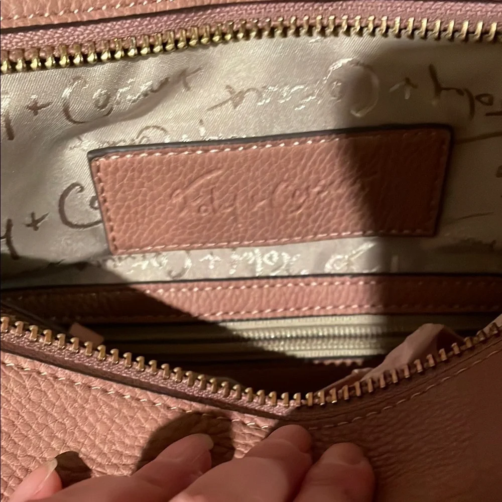 Foley + Corinna Dusty Rose Leather Satchel with Gold-Tone Hardware